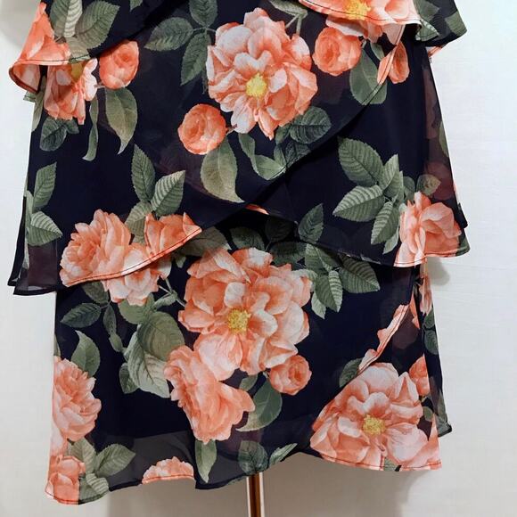 SLNY NWT Knee Length Tiered Flutter Sleeves Dress Women 6 - Picture 5 of 10